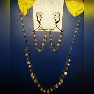 NWT Rose Gold necklace and earrings Carolee semi- precious